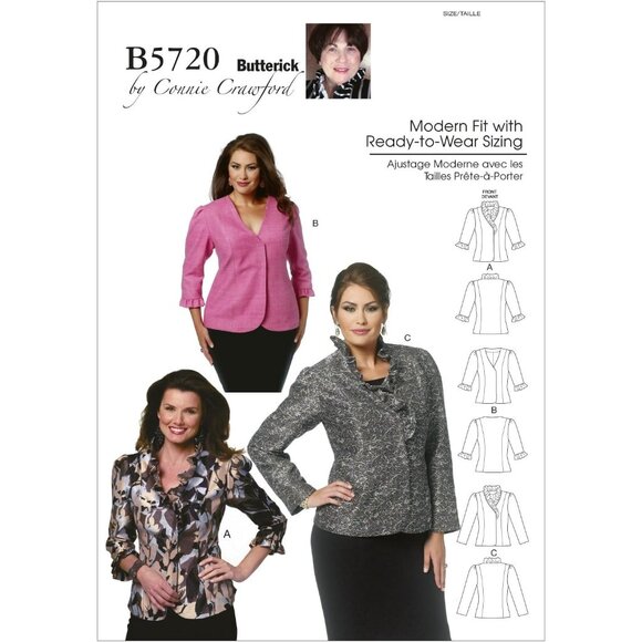 Butterick B5720 Sewing Pattern Women’s Jacket Sizes XS-6X Modern Fit - Picture 1 of 3